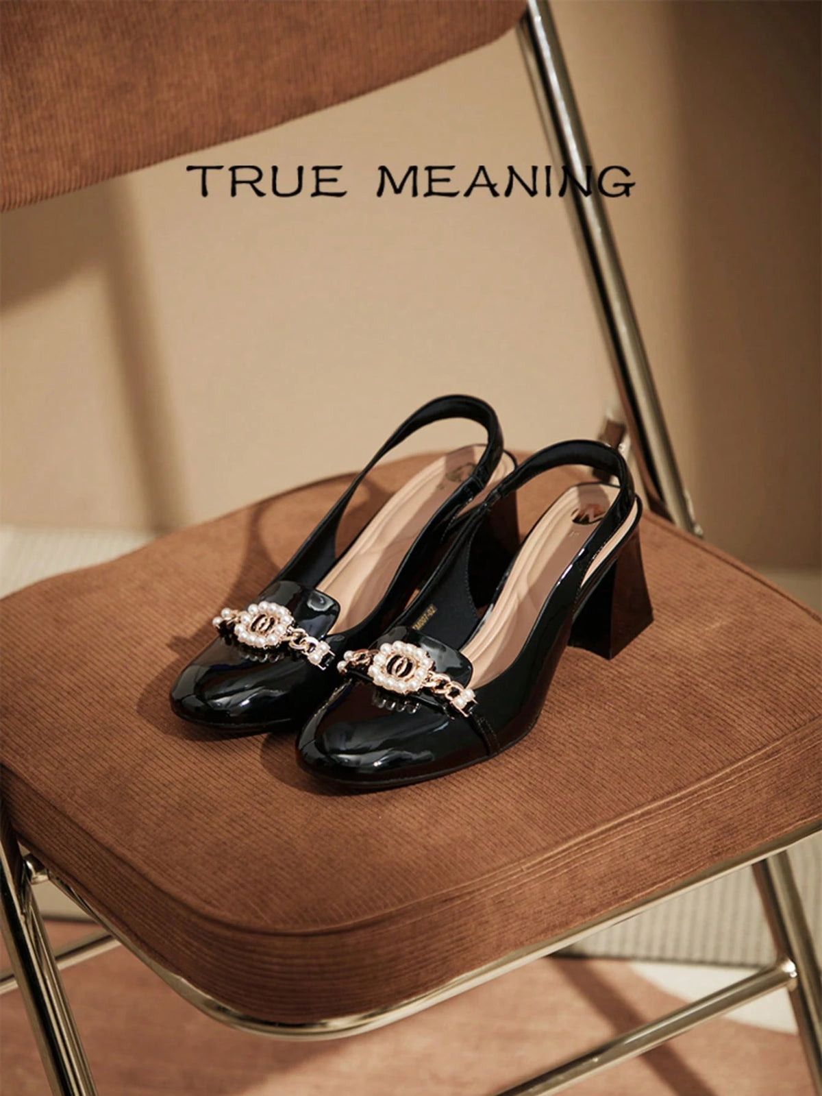 True Meaning 1 Pair Solid Color Shiny High Heel Shoes, Fashionable Casual Street Cute Commuting Business