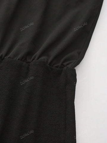 Tshirt Dress Women - Sexy Black Dress Off The Shoulder Slope Neck Long Sleeve Ruched Dress Bodycon Mini Club Dress