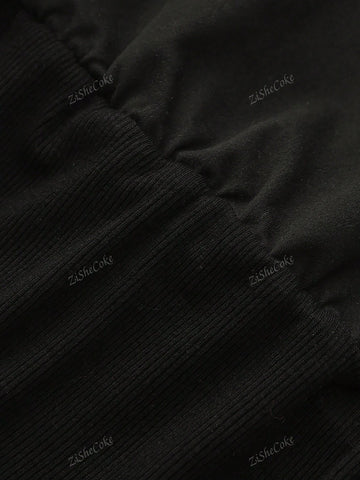 Tshirt Dress Women - Sexy Black Dress Off The Shoulder Slope Neck Long Sleeve Ruched Dress Bodycon Mini Club Dress