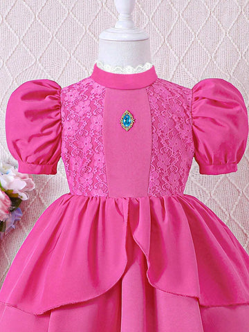 Tween Girls Spring/Summer Cosplay Puff Sleeve Princess Peplum Dress