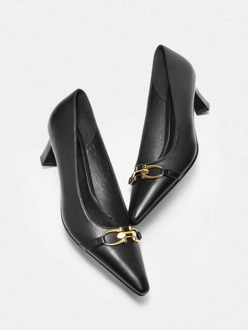 Twin Melody X CUCCOO BIZCHIC Women's High Heel Pumps With Pointed Toe, Thin Heel, Simple Style For Daily Office Wear