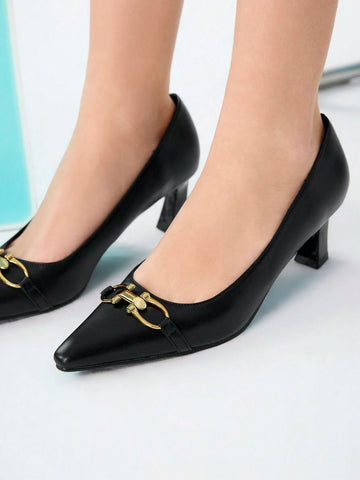 Twin Melody X CUCCOO BIZCHIC Women's High Heel Pumps With Pointed Toe, Thin Heel, Simple Style For Daily Office Wear