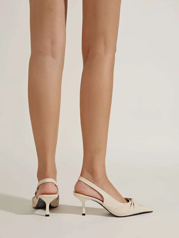 Twist Detail Stiletto Heeled Slingback Pumps