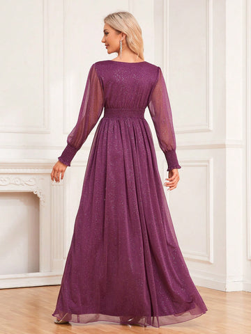 V-Neck A-Line Tulle Party Dress Bridesmaid Dress