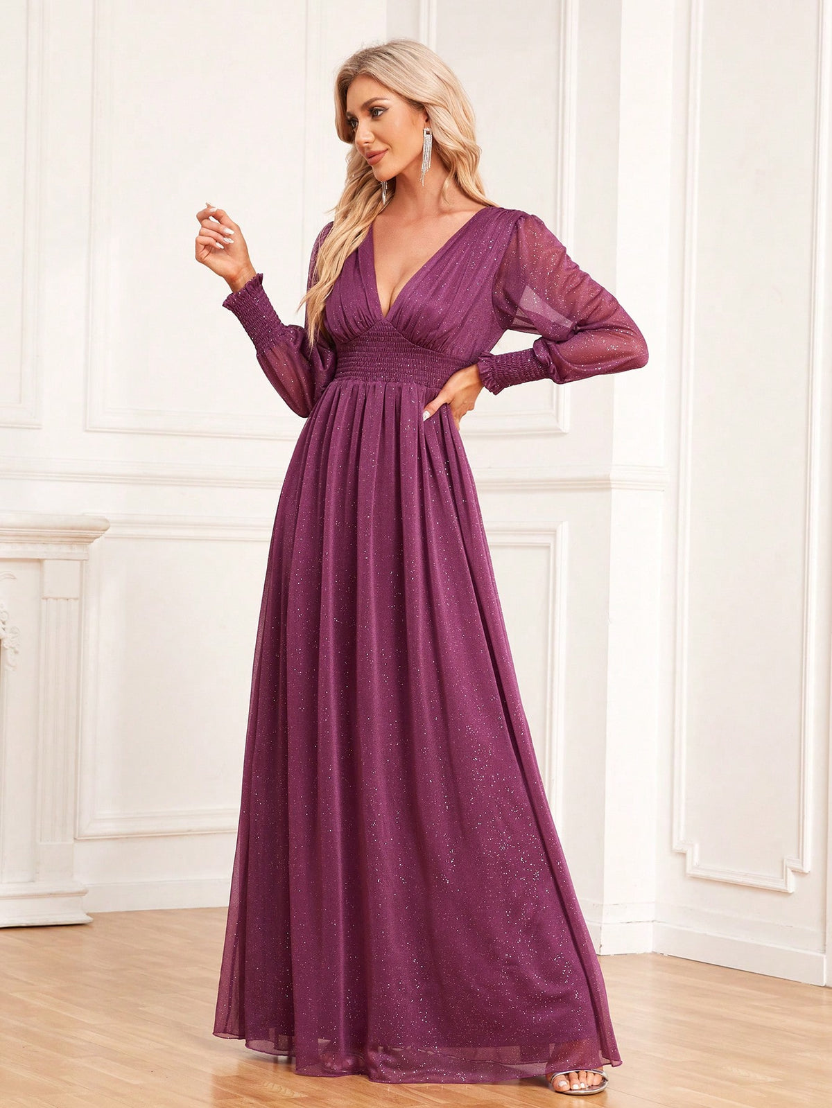 V-Neck A-Line Tulle Party Dress Bridesmaid Dress