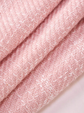 V-Neck Long Sleeve Contrast Faux Fur Hem Knit Dress, Mommy And Me Matching Outfits (Sold Separately), Autumn/Winter