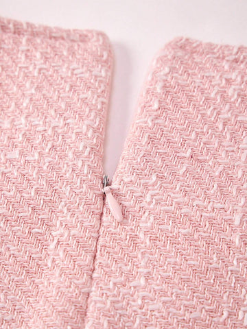 V-Neck Long Sleeve Contrast Faux Fur Hem Knit Dress, Mommy And Me Matching Outfits (Sold Separately), Autumn/Winter