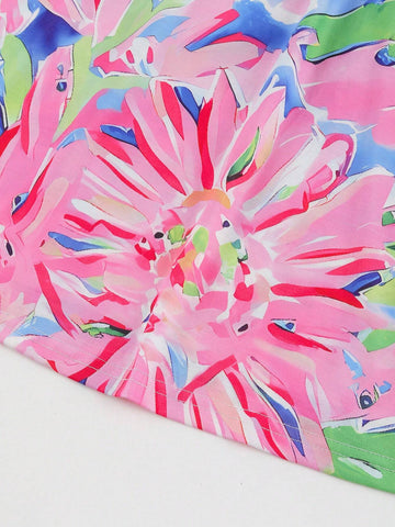 V-Neck Tie-Dye Print Twist Front Sleeveless Summer Dress