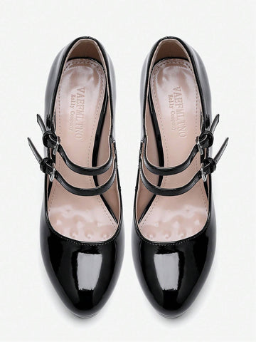 VAEFMLTNO Women's New Party & Prom High Heel Shoes, Waterproof Platform, Patent Leather Slim Heel