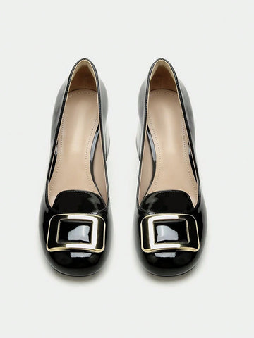 Women's Sexy Elegant Date Party Mary Jane Pumps, Thick Heel Round Toe Shallow Commuting