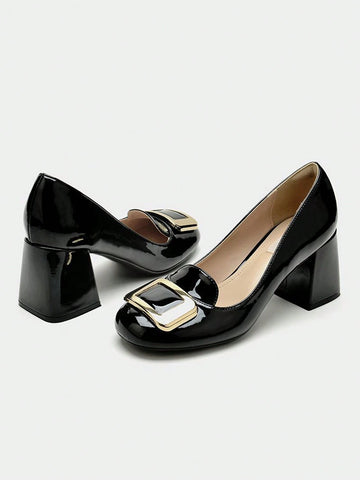 Women's Sexy Elegant Date Party Mary Jane Pumps, Thick Heel Round Toe Shallow Commuting