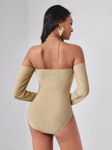 VALERIA GÓMEZ Halter Neck Cut Out Bodysuit