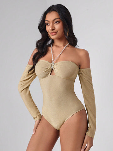 VALERIA GÓMEZ Halter Neck Cut Out Bodysuit