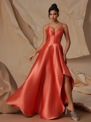 VIPGIRL High Waist Elegant Lady Evening Dress, Highlighting Long Legs