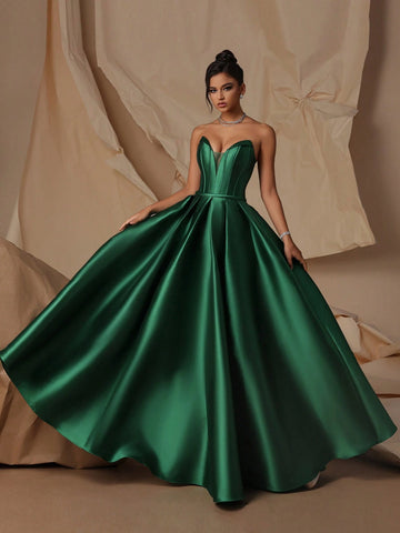 VIPGIRL High Waist Elegant Satin Evening Dress, Showing Long Legs For Women