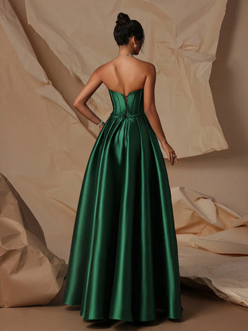 VIPGIRL High Waist Elegant Satin Evening Dress, Showing Long Legs For Women