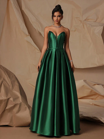 VIPGIRL High Waist Elegant Satin Evening Dress, Showing Long Legs For Women