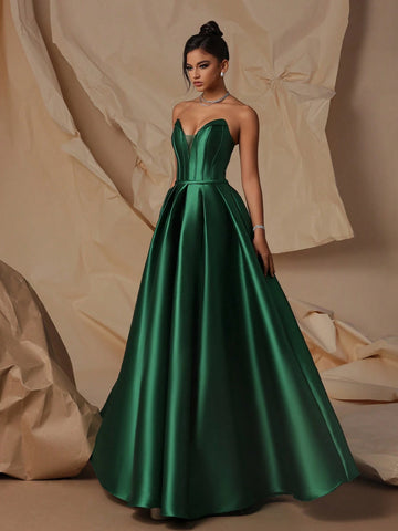 VIPGIRL High Waist Elegant Satin Evening Dress, Showing Long Legs For Women