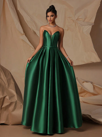 VIPGIRL High Waist Elegant Satin Evening Dress, Showing Long Legs For Women