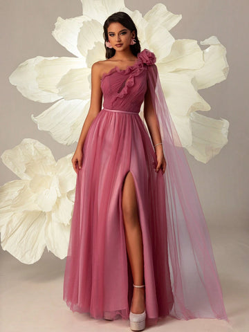 VIPGIRL Pink Mesh Elegant Women Evening Party Cocktail Dress