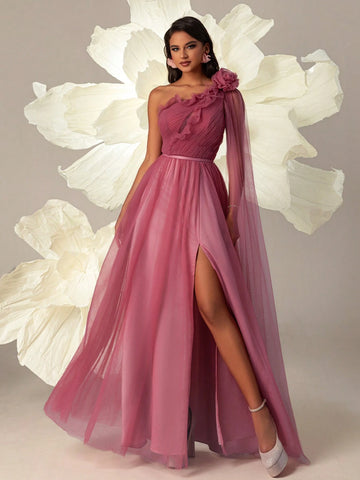 VIPGIRL Pink Mesh Elegant Women Evening Party Cocktail Dress