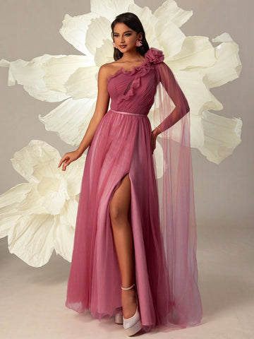 VIPGIRL Pink Mesh Elegant Women Evening Party Cocktail Dress