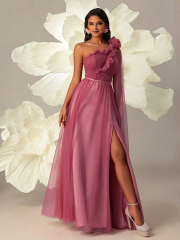 VIPGIRL Pink Mesh Elegant Women Evening Party Cocktail Dress