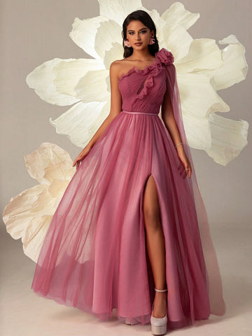 VIPGIRL Pink Mesh Elegant Women Evening Party Cocktail Dress