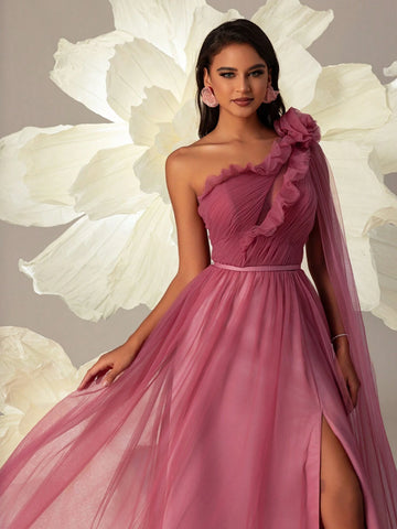 VIPGIRL Pink Mesh Elegant Women Evening Party Cocktail Dress