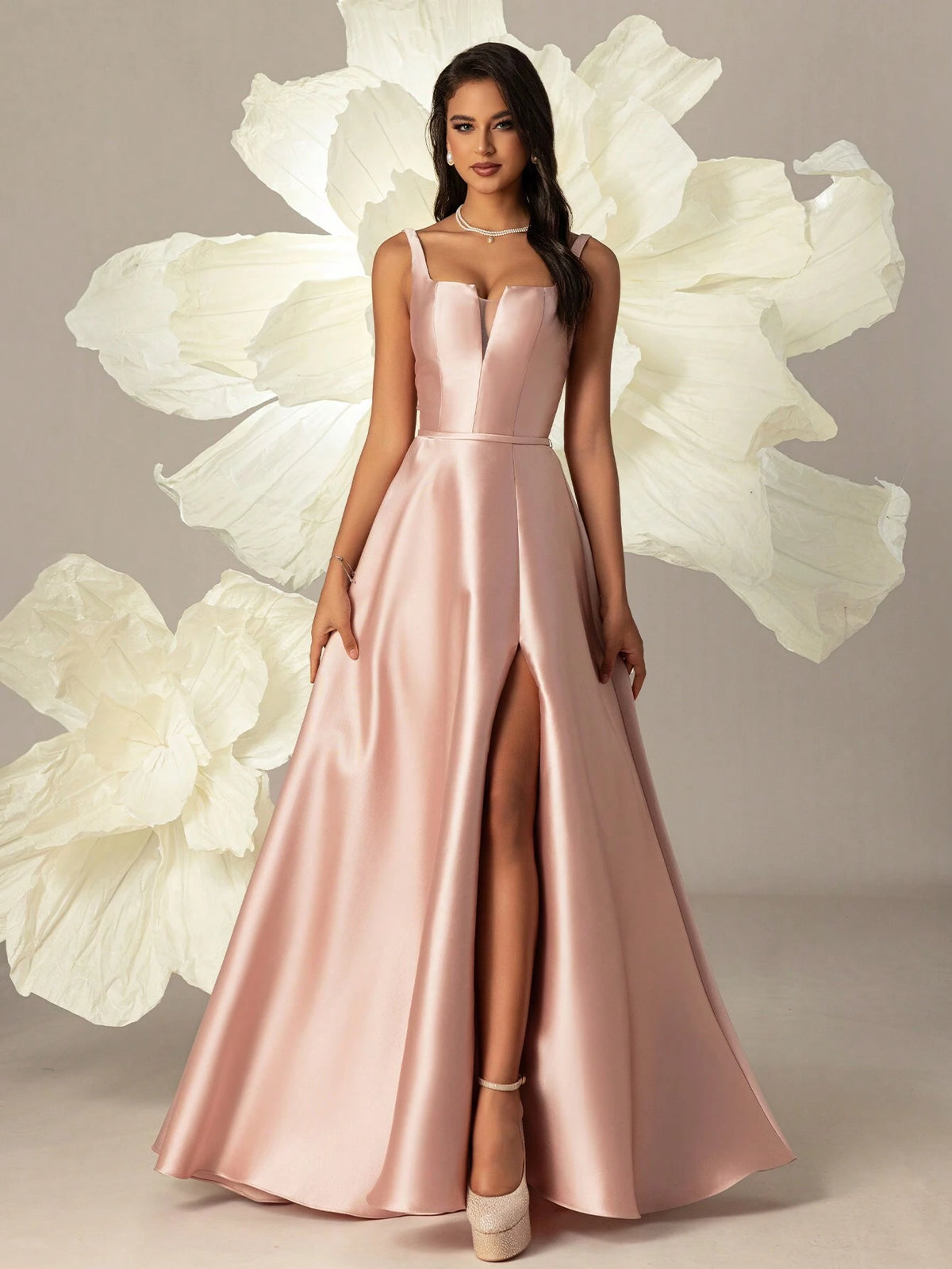 VIPGIRL Satin High-Waisted Slim-Fit Women Evening Dress