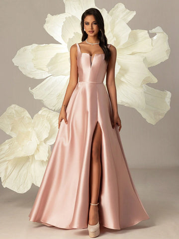 VIPGIRL Satin High-Waisted Slim-Fit Women Evening Dress