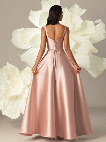 VIPGIRL Satin High-Waisted Slim-Fit Women Evening Dress