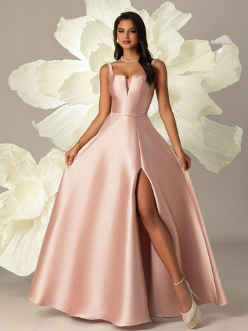 VIPGIRL Satin High-Waisted Slim-Fit Women Evening Dress