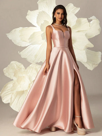 VIPGIRL Satin High-Waisted Slim-Fit Women Evening Dress