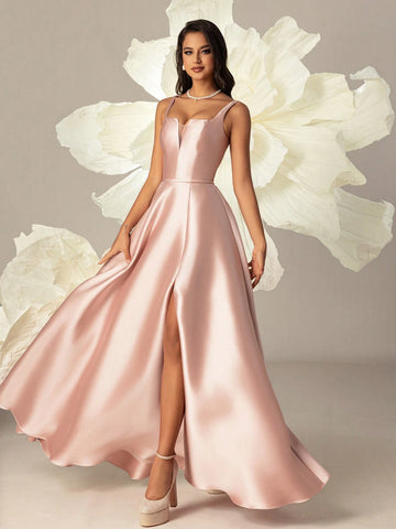 VIPGIRL Satin High-Waisted Slim-Fit Women Evening Dress