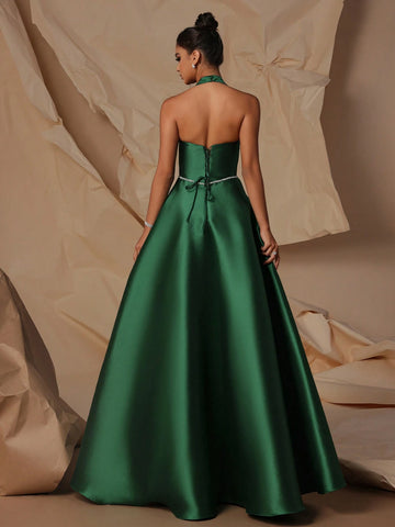 VIPGIRL Satin High Waist Premium Women Evening Party Dress