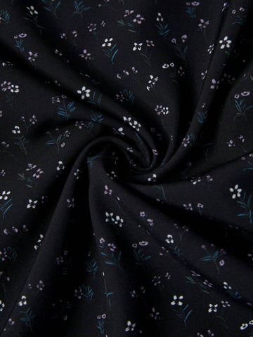 VRSO Women's Small Floral Print Side Slit Midi Skirt