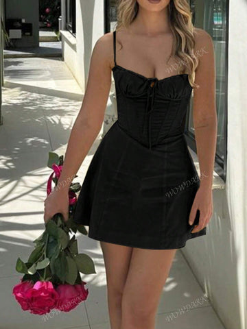 Vacation Casual Solid Color Spaghetti Strap A-Line Dress