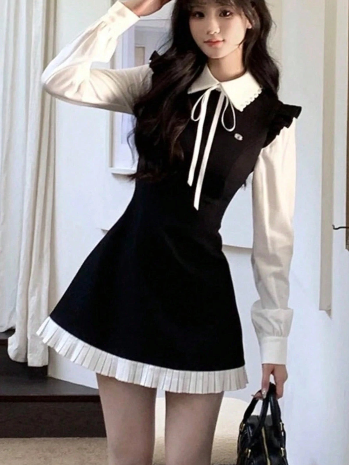 Valentine's Day/New Year Women Spring Summer New Elegant Patchwork Dress Vintage Long Sleeve A-Line Birthday Party