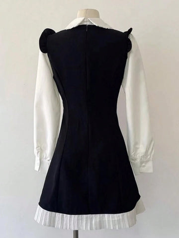 Valentine's Day/New Year Women Spring Summer New Elegant Patchwork Dress Vintage Long Sleeve A-Line Birthday Party