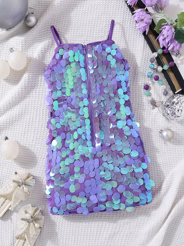Valentine's Day Casual Bib-Front Pearl Embellished Slip Dress For Young Girls