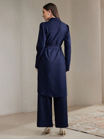 Veilorie 2pcs Women Plain Top And Pants Set, Casual And Fashionable For Everyday Wear