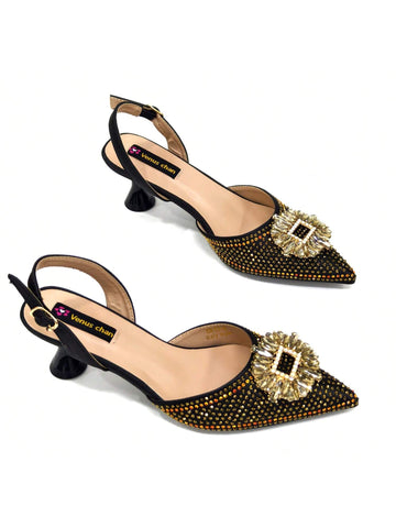 2025 Nigerian Women's Party Shoes And Bags Medium Heel Pointed Toe Elegant Party Footwea