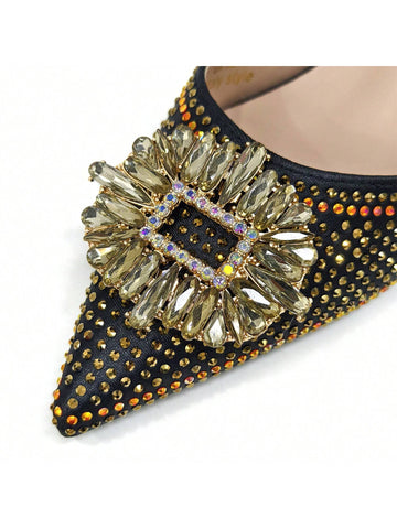 2025 Nigerian Women's Party Shoes And Bags Medium Heel Pointed Toe Elegant Party Footwea