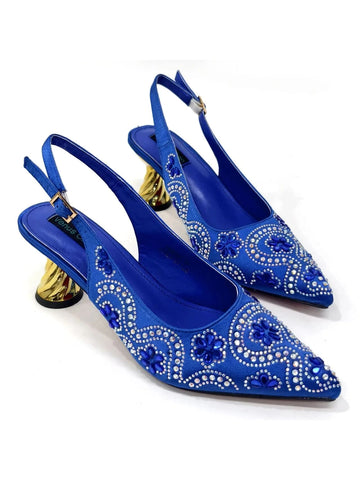 Venus Chan Nigerian Women Heel Party Ladies Italian Design Shoes And Bag Set Decorated With Rhinestone