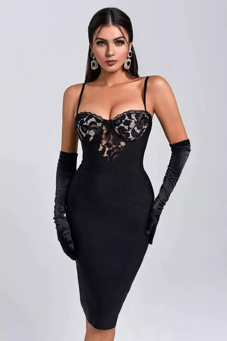Vera Black Lace Bodycon Dress