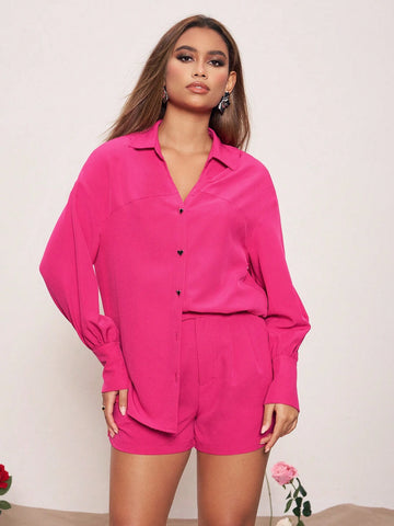 Vera Edvards Women's Fashionable Loose-Fitting Dropped Shoulder Long Sleeve Shirt