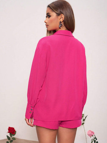 Vera Edvards Women's Fashionable Loose-Fitting Dropped Shoulder Long Sleeve Shirt