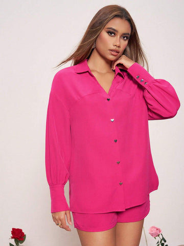 Vera Edvards Women's Fashionable Loose-Fitting Dropped Shoulder Long Sleeve Shirt