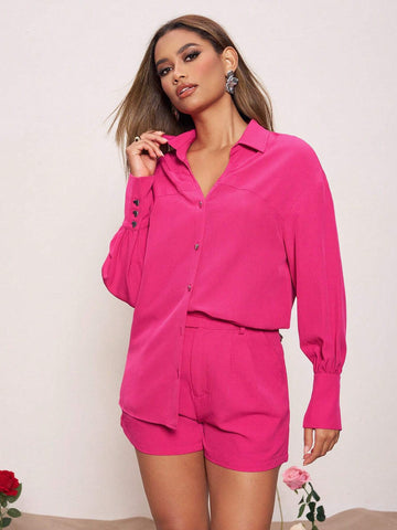 Vera Edvards Women's Fashionable Loose-Fitting Dropped Shoulder Long Sleeve Shirt